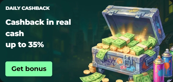 Daily cashback offer up to 35% with a Get bonus button