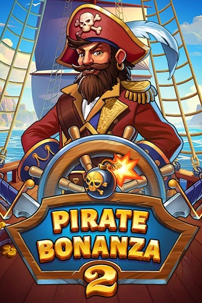 Pirate Bonanza 2 slot game with pirate captain at ship's wheel