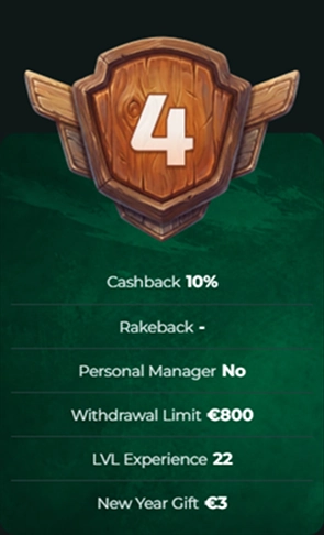 MySpinGo Casino level 4 offer: 10% cashback, €800 withdrawal limit